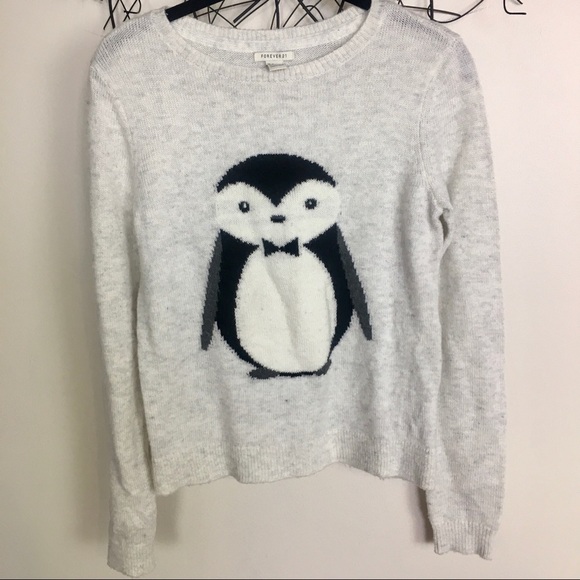 Forever 21 penguin Christmas sweater soft small - Picture 1 of 6